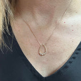 14K Yellow Gold 1/8  Carat Total Weight Diamond Open Teardrop Necklace
