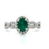 "Envy" WJS Custom Set 14K White Gold Emerald and Diamond Ring