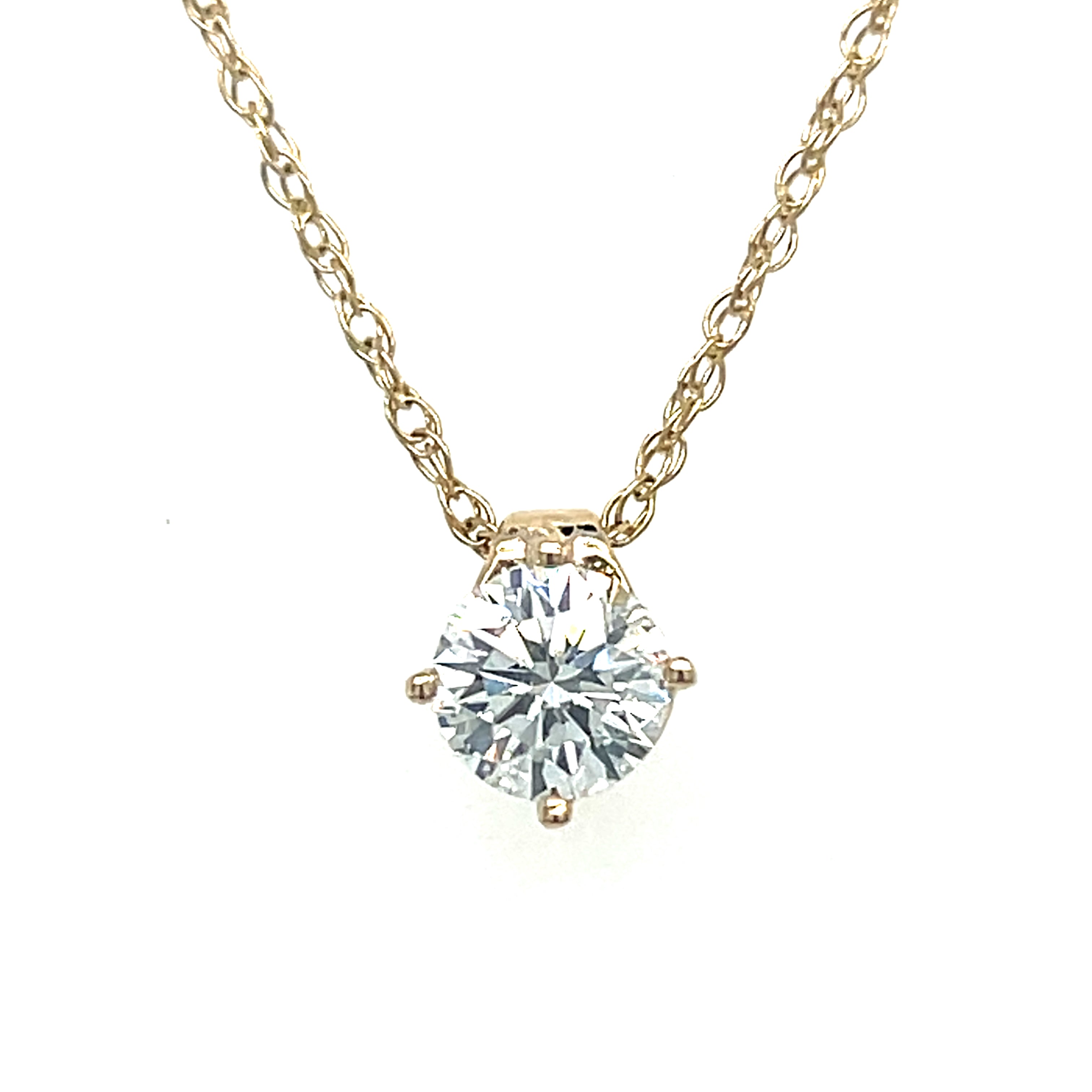 "Evangeline" 14K Two-Tone 0.72CT Round Diamond Solitaire Pendant