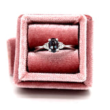 White Gold Created Oval Alexandrite and Diamond Accent Ring
