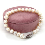 14K White Gold 6mm Freshwater Pearl Bracelet 8"