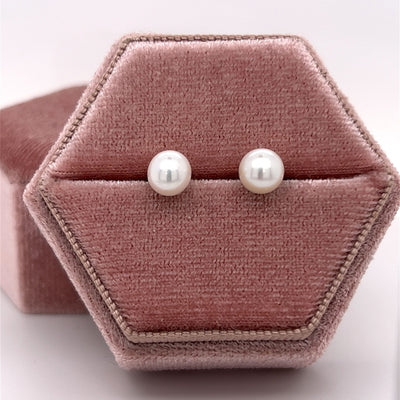 14K White Gold 6mm Pearl Earrings