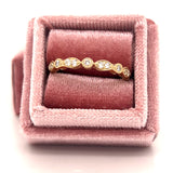 Yellow Gold Round Geometric Diamond Wedding Anniversary Stackable Fashion Ring