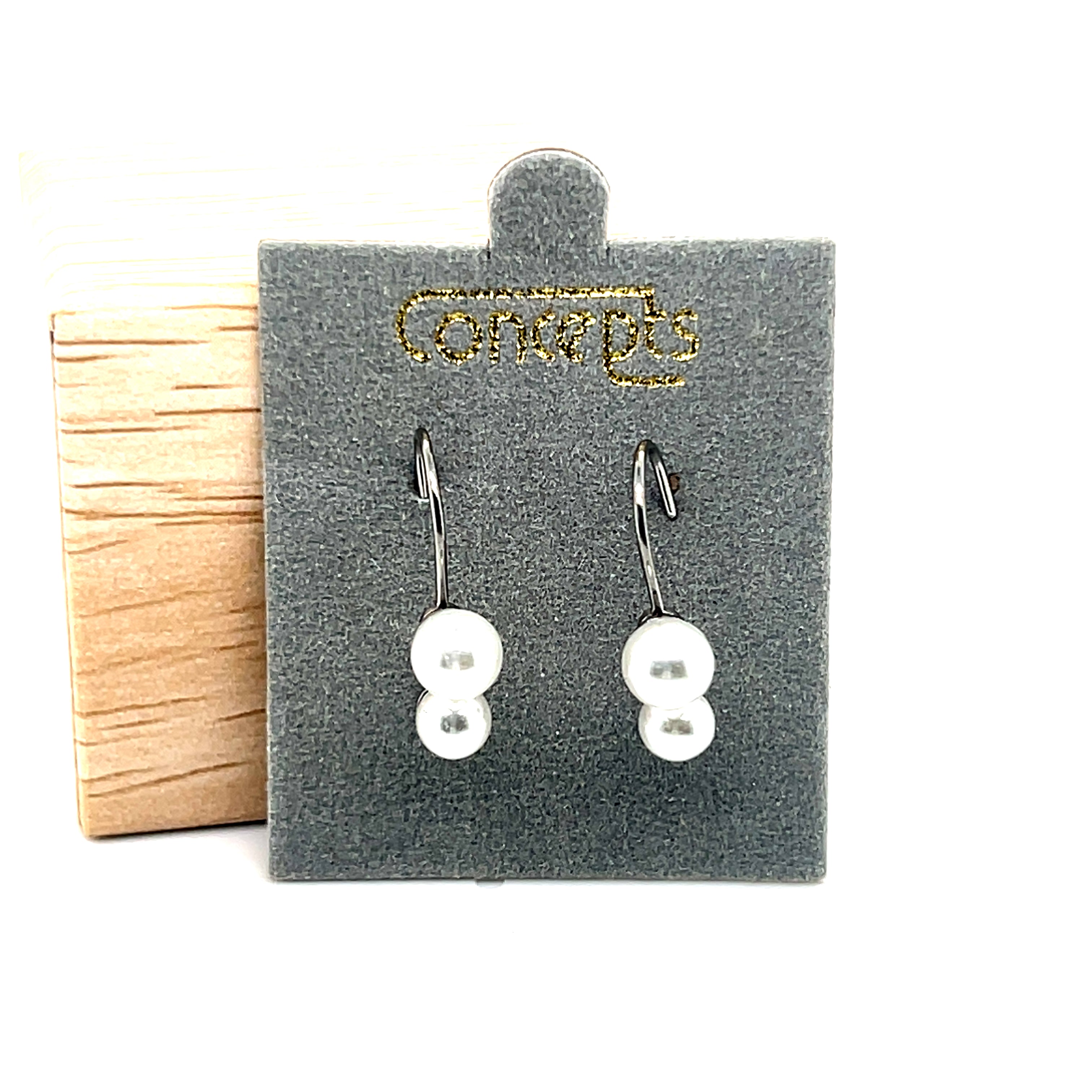 Concepts Silver-Tone Simulated 2 Pearl Allergy Free Earrings