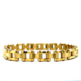 Stainless Steel Gold IP Bike Link Brushed and Polished Bracelet 8+0.5"