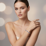 Jericka Blue Sterling Silver Sapphire CZ Baguette Tennis Bracelet – 7"