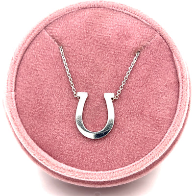 Estate White Gold Horseshoe Pendant Necklace