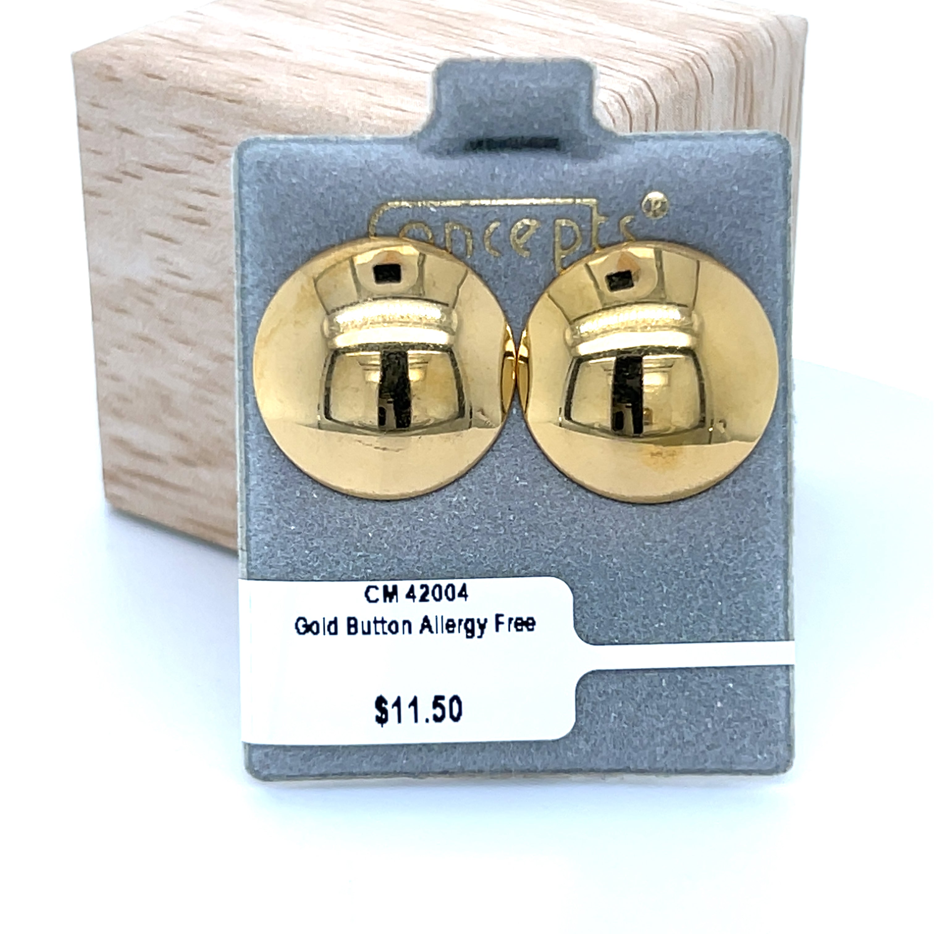 Gold Button Allergy Free Earrings