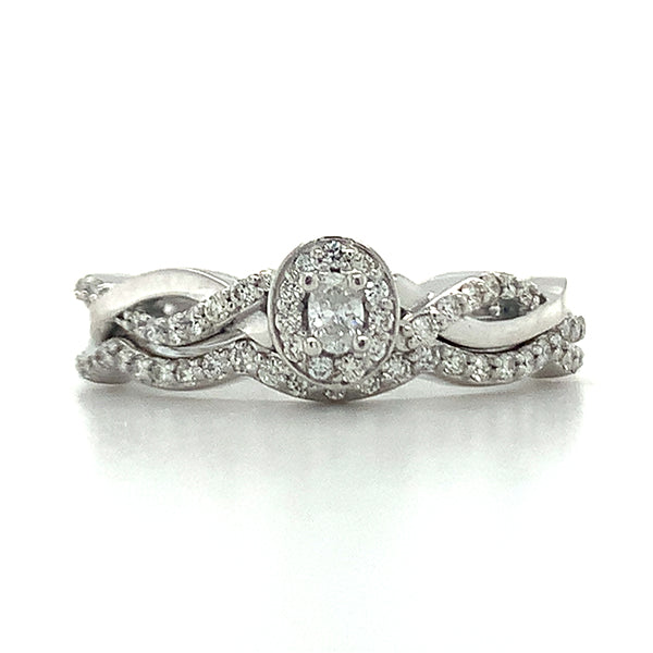 10K White Gold .40 Carat Total Weight Diamond with .25CT Center Diamond Bridal Engagement Ring Set