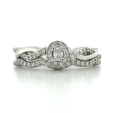 10K White Gold .40 Carat Total Weight Diamond with .25CT Center Diamond Bridal Engagement Ring Set