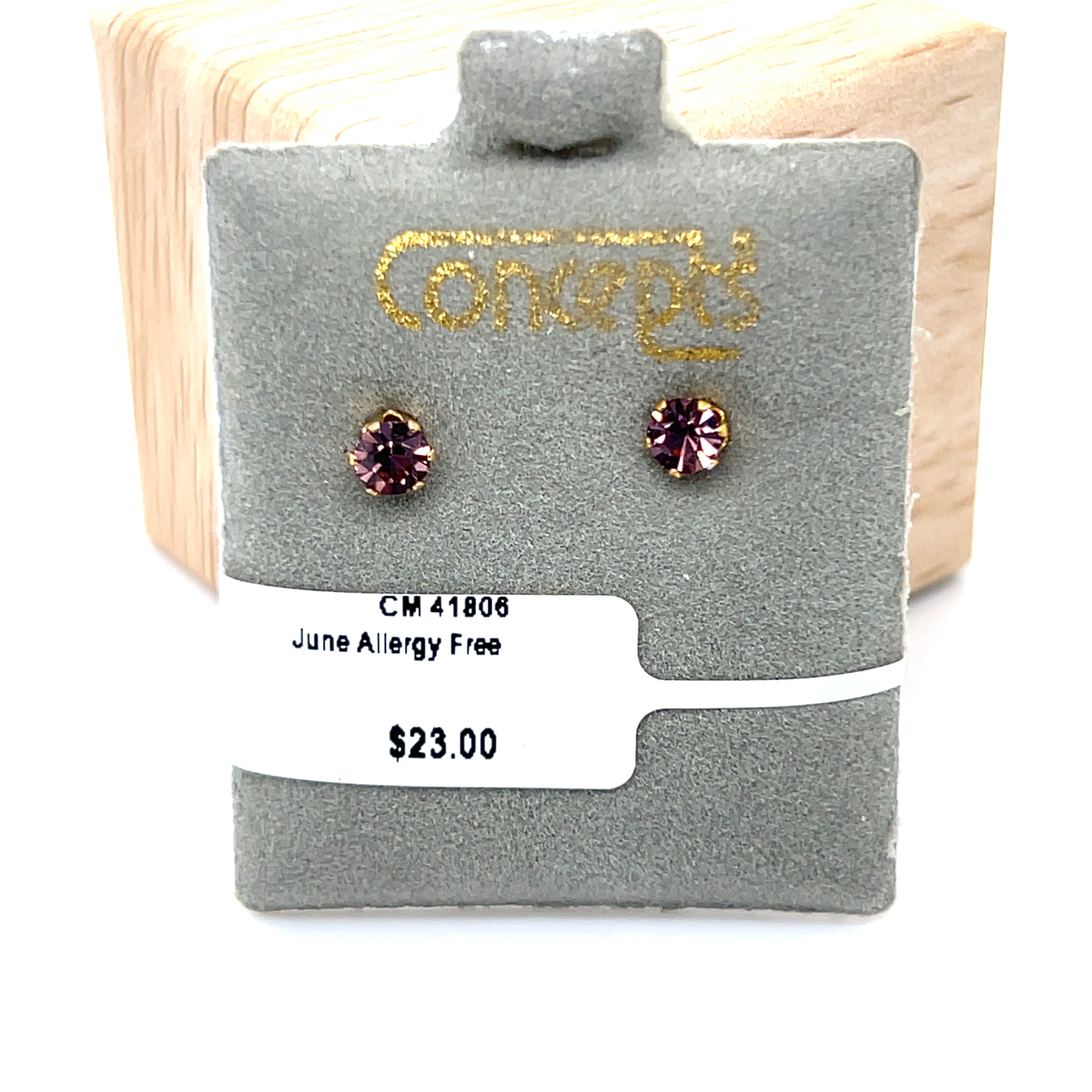June Birthstone Stud Allergy Free Earrings