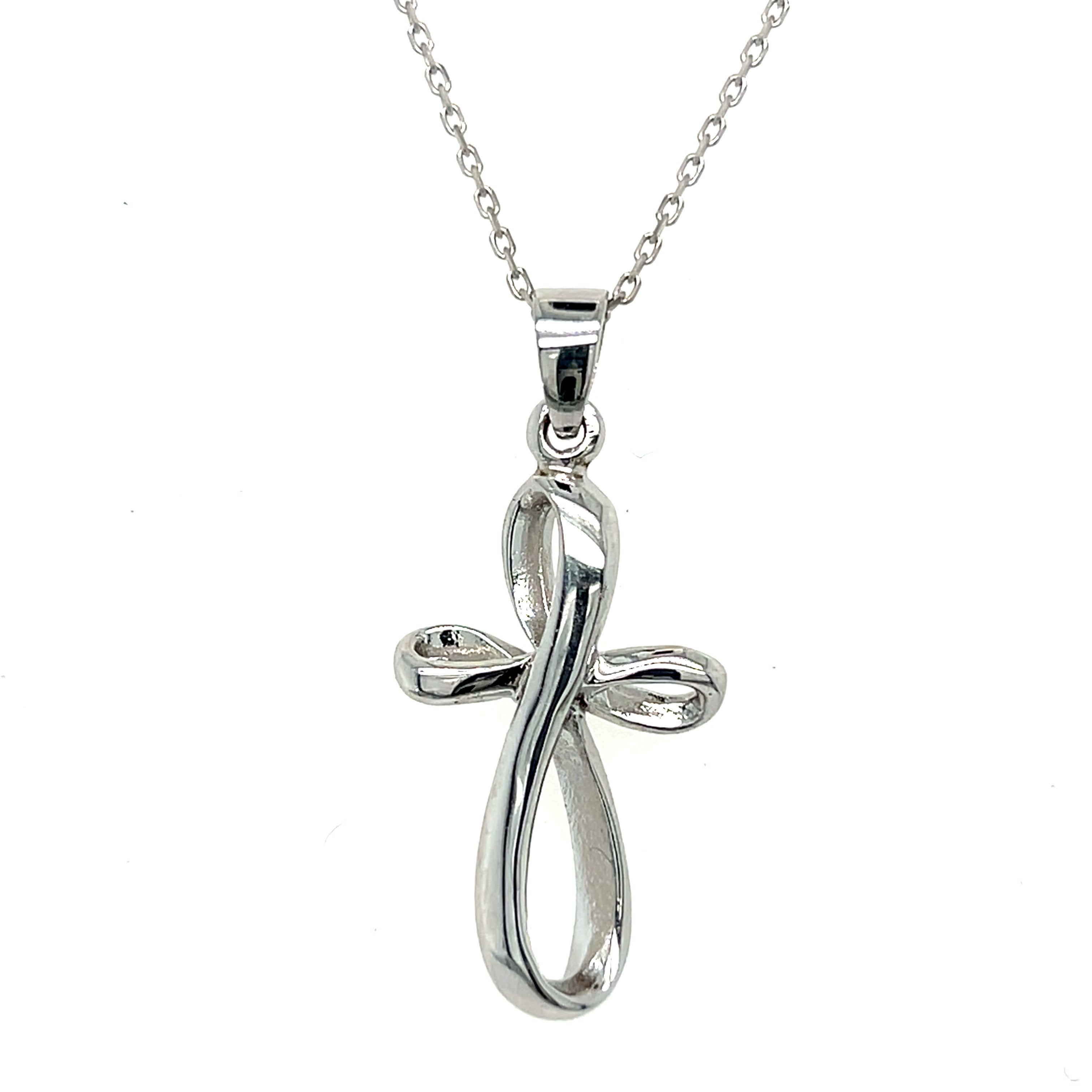 Silver Twist Cross Pendant