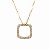14K Yellow Gold .16 Carat Total Weight (20) Diamond Open Square-Shaped Pendant Necklace