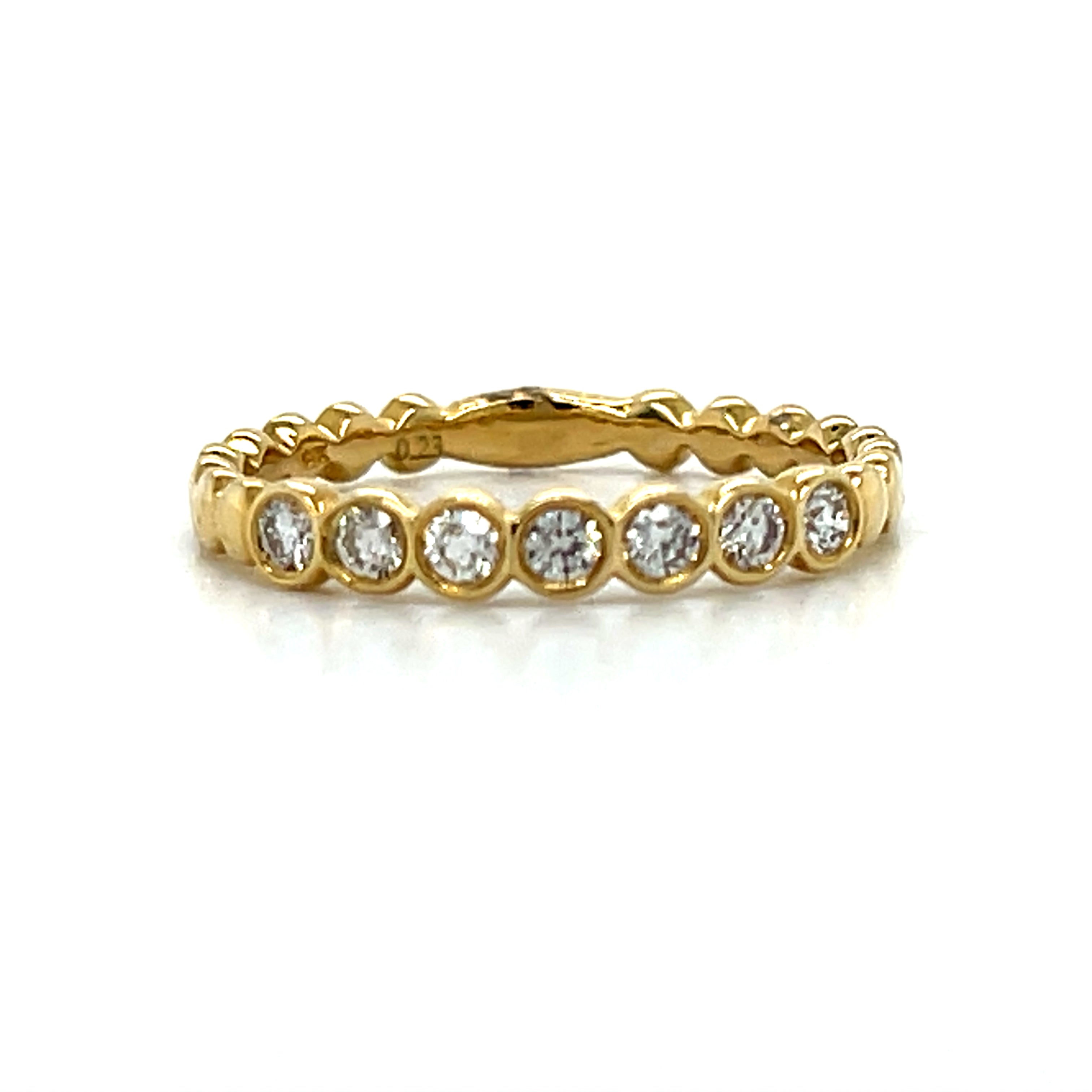 Yellow Gold Bezel-Set Diamond Wedding Band