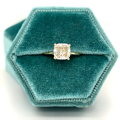 14K Yellow 2.04CT Cushion Cut Lab Grown Diamond H Color, VS1 Clarity, IGI#586376651 Solitaire Engagement Ring WJS Custom Set Collection