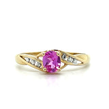 Gold Pink Topaz Twist Band Ring