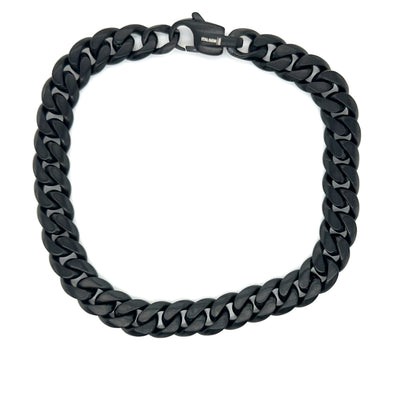 Stainless Steel Black-IP Matte 7.7mm Curb Link Bracelet 8"