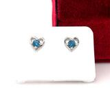 Sterling Silver December Birthstone Earrings – Little Girl Jewelry with Open Heart Design