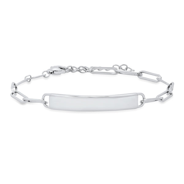 Silver Paper Clip Engravable ID Bracelet