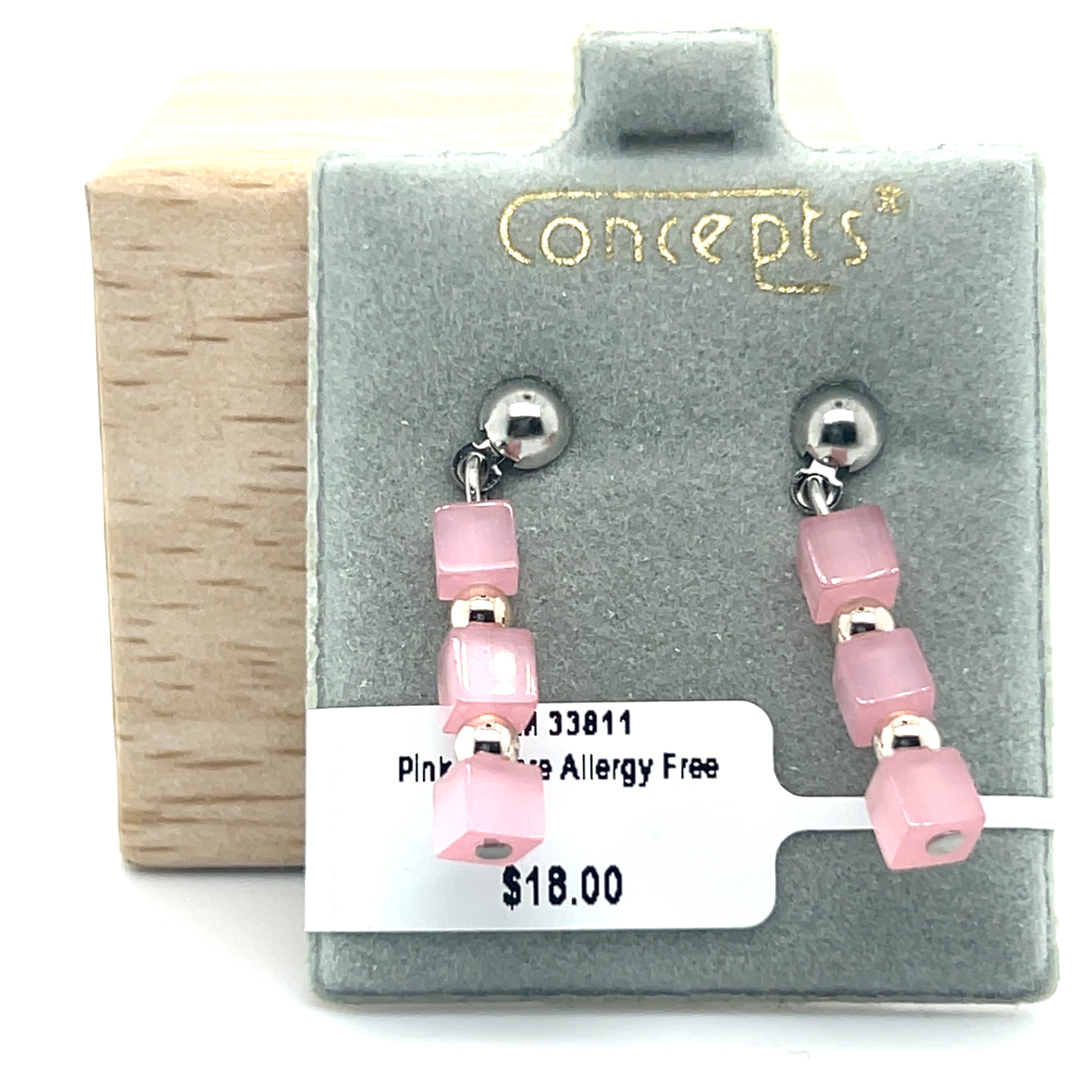 Pink Square Allergy Free Earrings