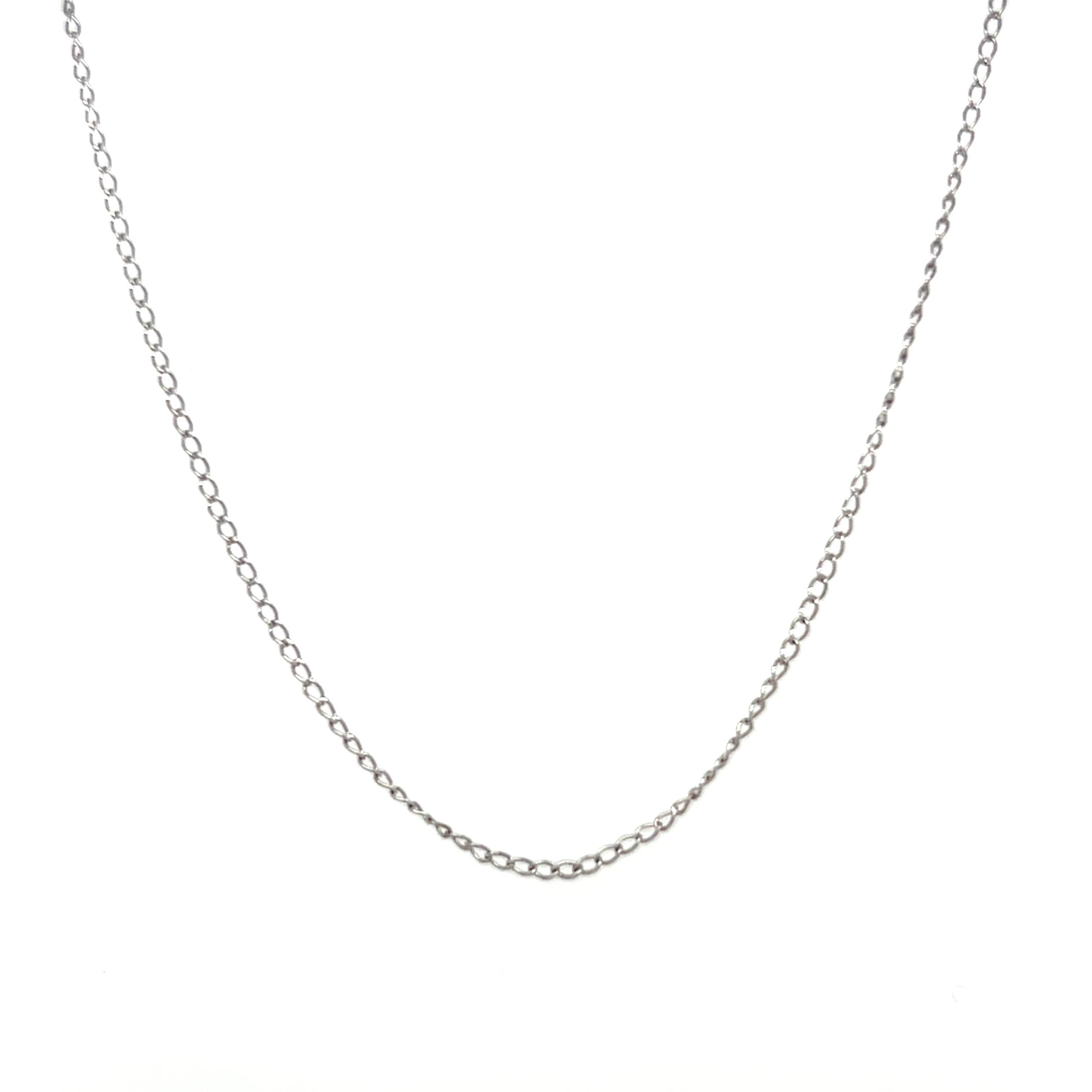 14K White Gold Curb Chain 16"