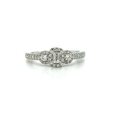 14K White Gold 1/2 Carat Total Weight Diamond Bridal/Engagement/Wedding/Anniversary 3-Stone Halo Ring