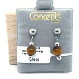 Genuine Tiger Eye Allergy Free Earrings