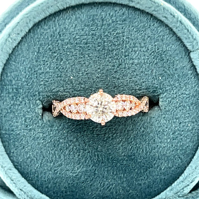 "Anneliese" 14K Rose Gold 1.24  Carat Total Weight (55 Round) Natural Diamond Bridal Engagement Ring