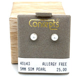 5mm Simulated Pearl Allergy Free Earrings