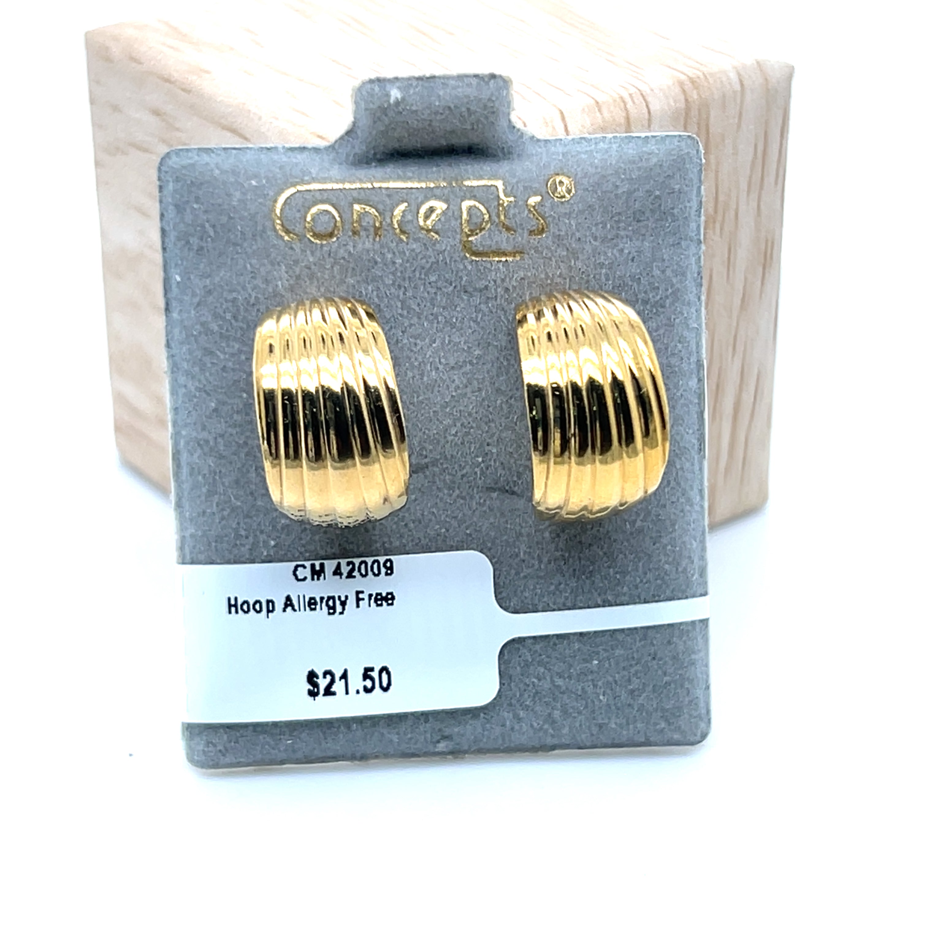 Wide Ribbed Hoop Allergy Free Earrings