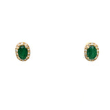Yellow Gold Emerald and Diamond Earrings