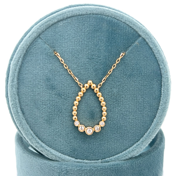 14K Yellow Gold 1/8  Carat Total Weight Diamond Open Teardrop Necklace