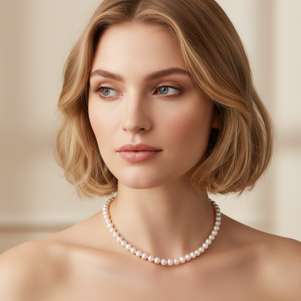 Yellow Gold 6mm Freshwater Pearl Necklace 18"