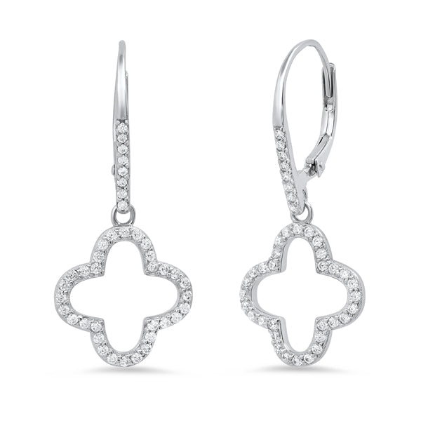 Sterling Silver Cubic Zirconia Van Cleef Style Lever Back Earrings