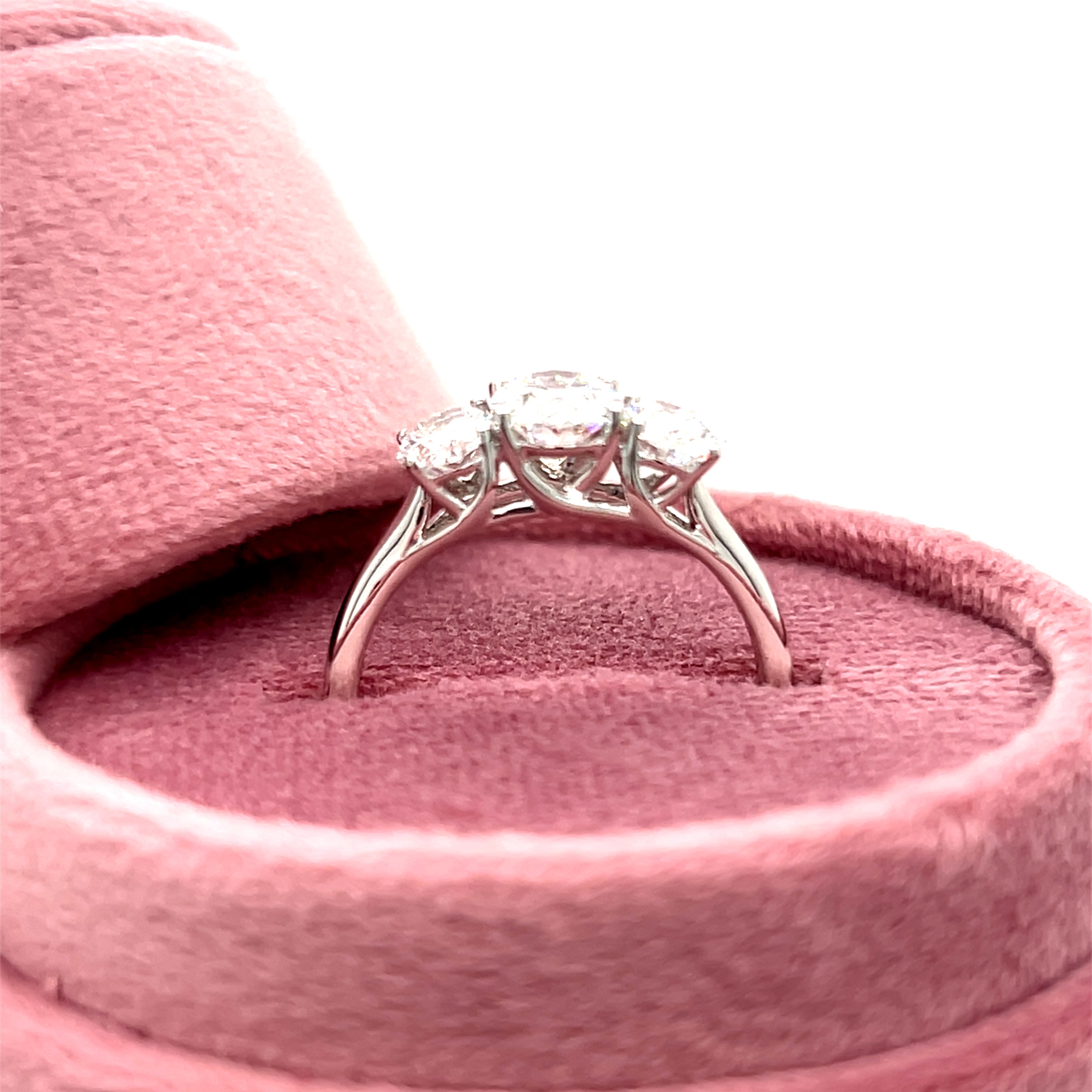 White Gold Lab Grown Oval 3-Stone Bridal/Engagement/Wedding/Anniversary Ring