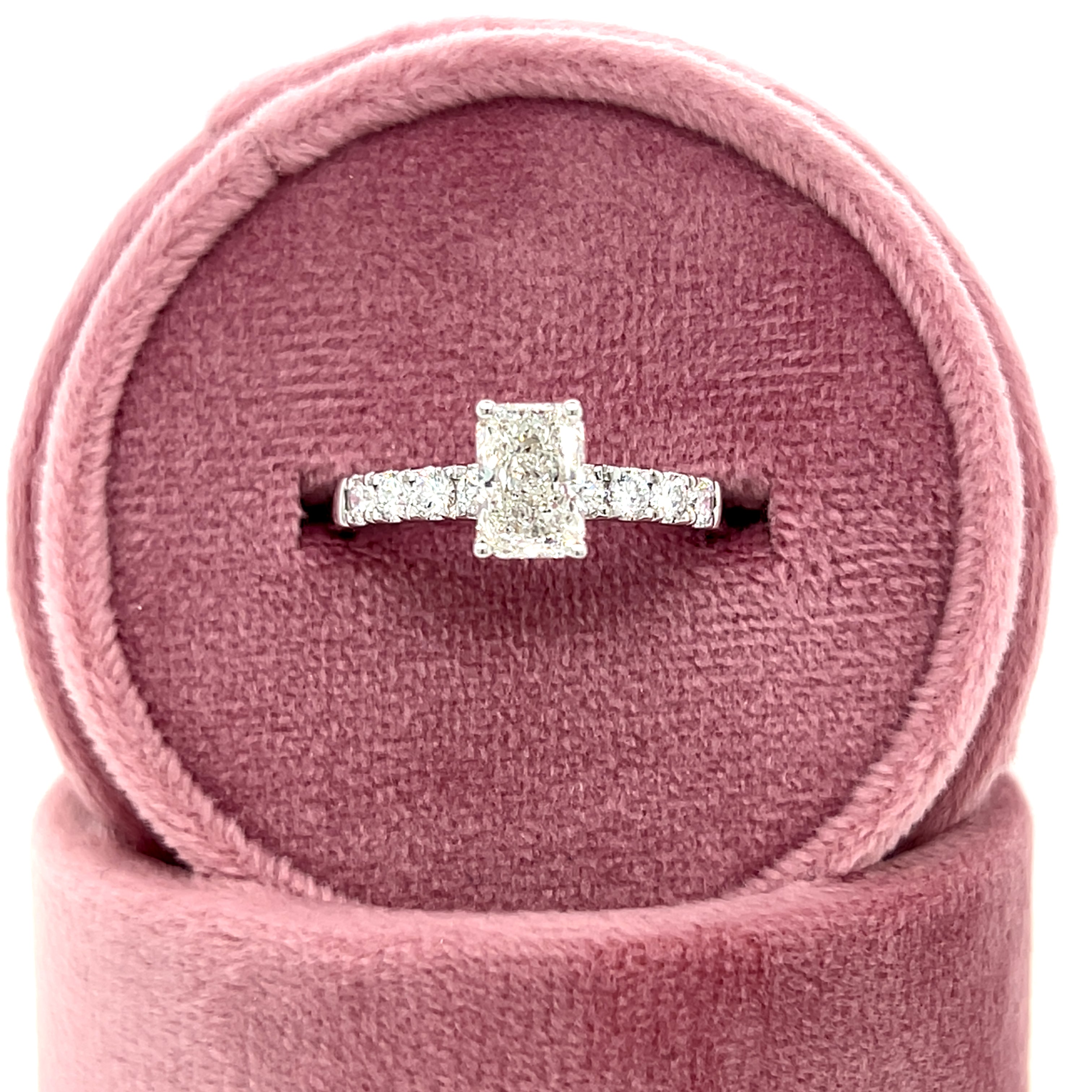 White Gold Lab Grown (1CT Center) Radiant Bridal/Engagement Ring