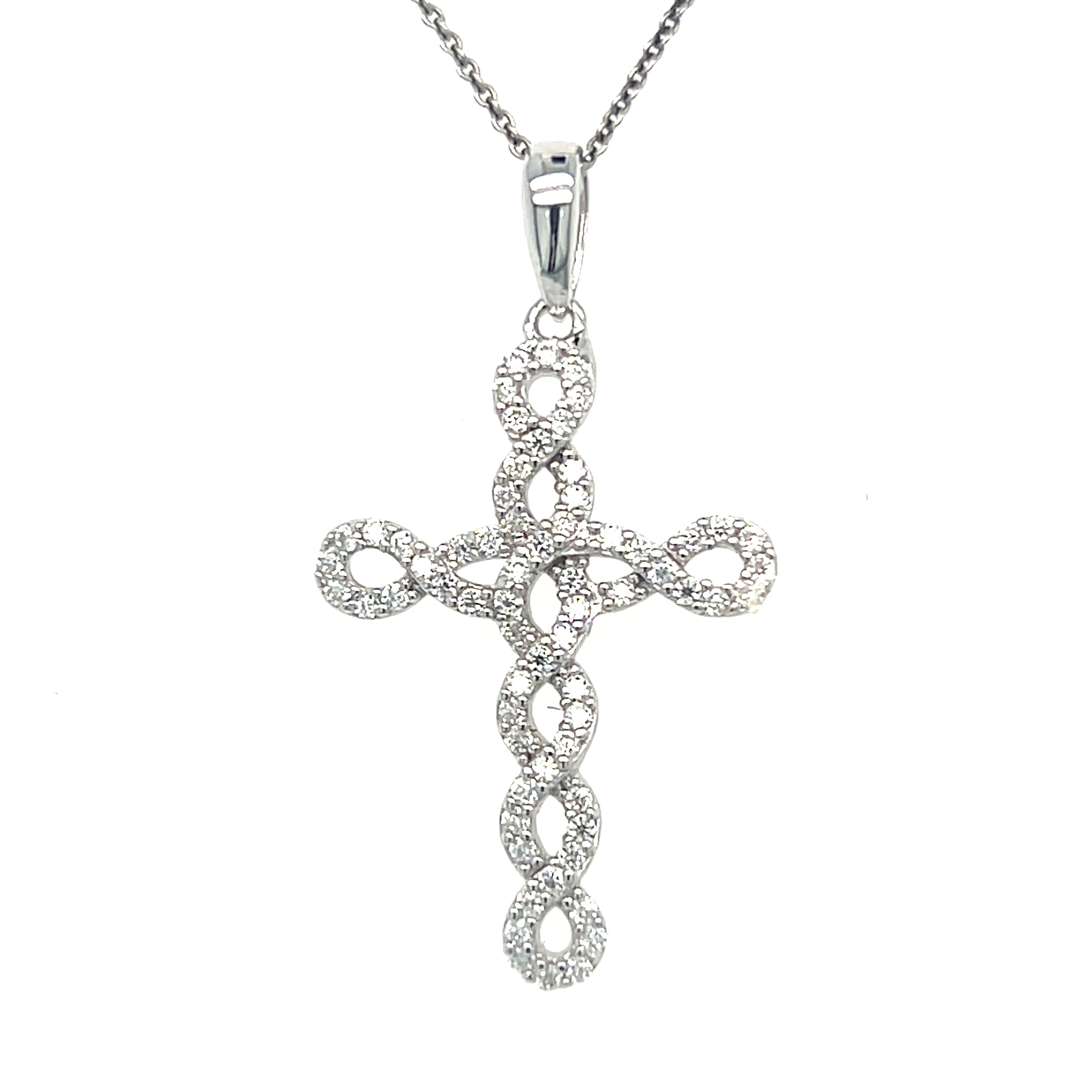 Silver Moissanite Cross Pendant Necklace
