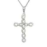 Silver Moissanite Cross Pendant Necklace