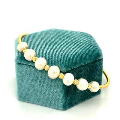 Yellow Plated 7mm Cultured Pearl Adjustable Cuff