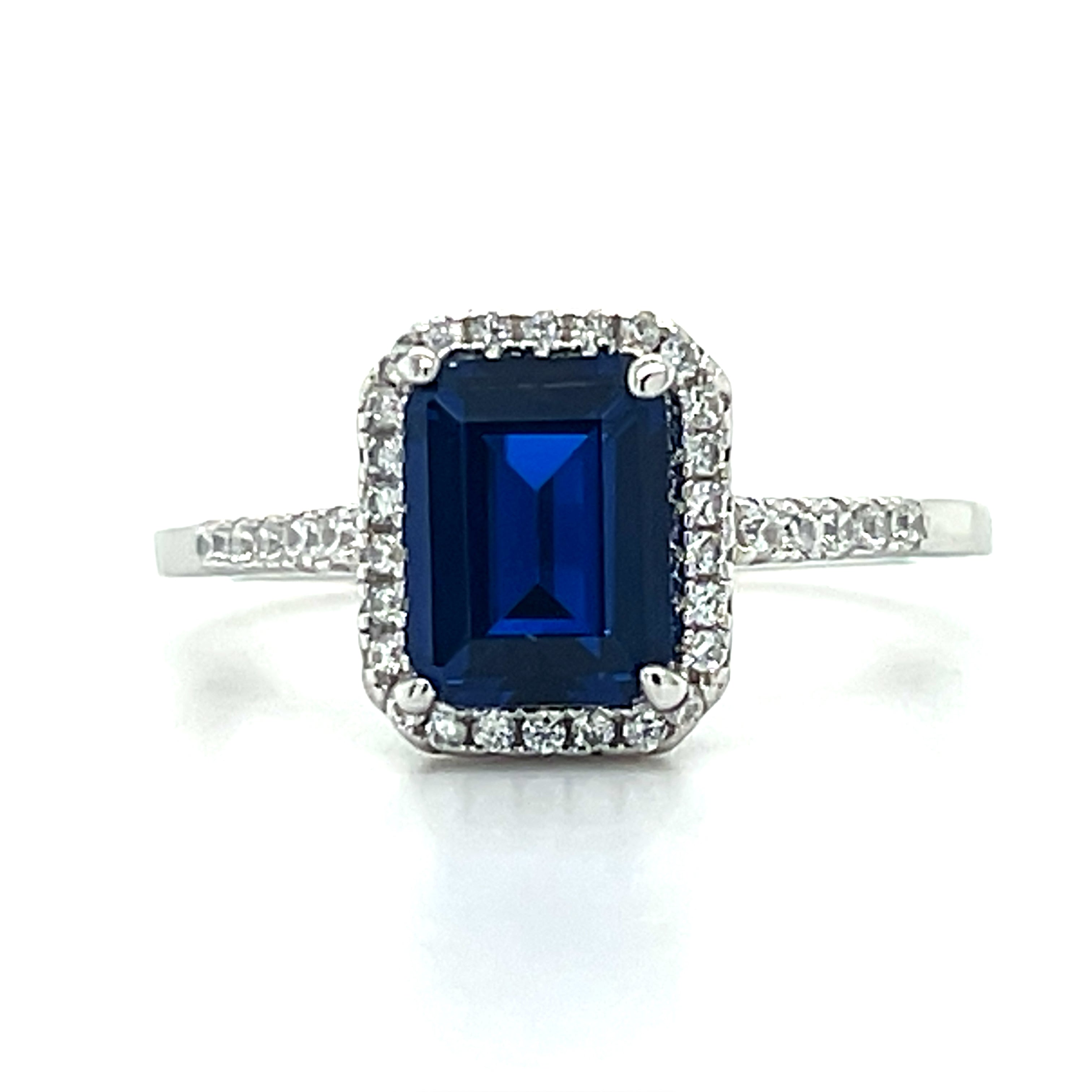 Silver Large Sapphire-Blue Spinel September Birthstone Size 7