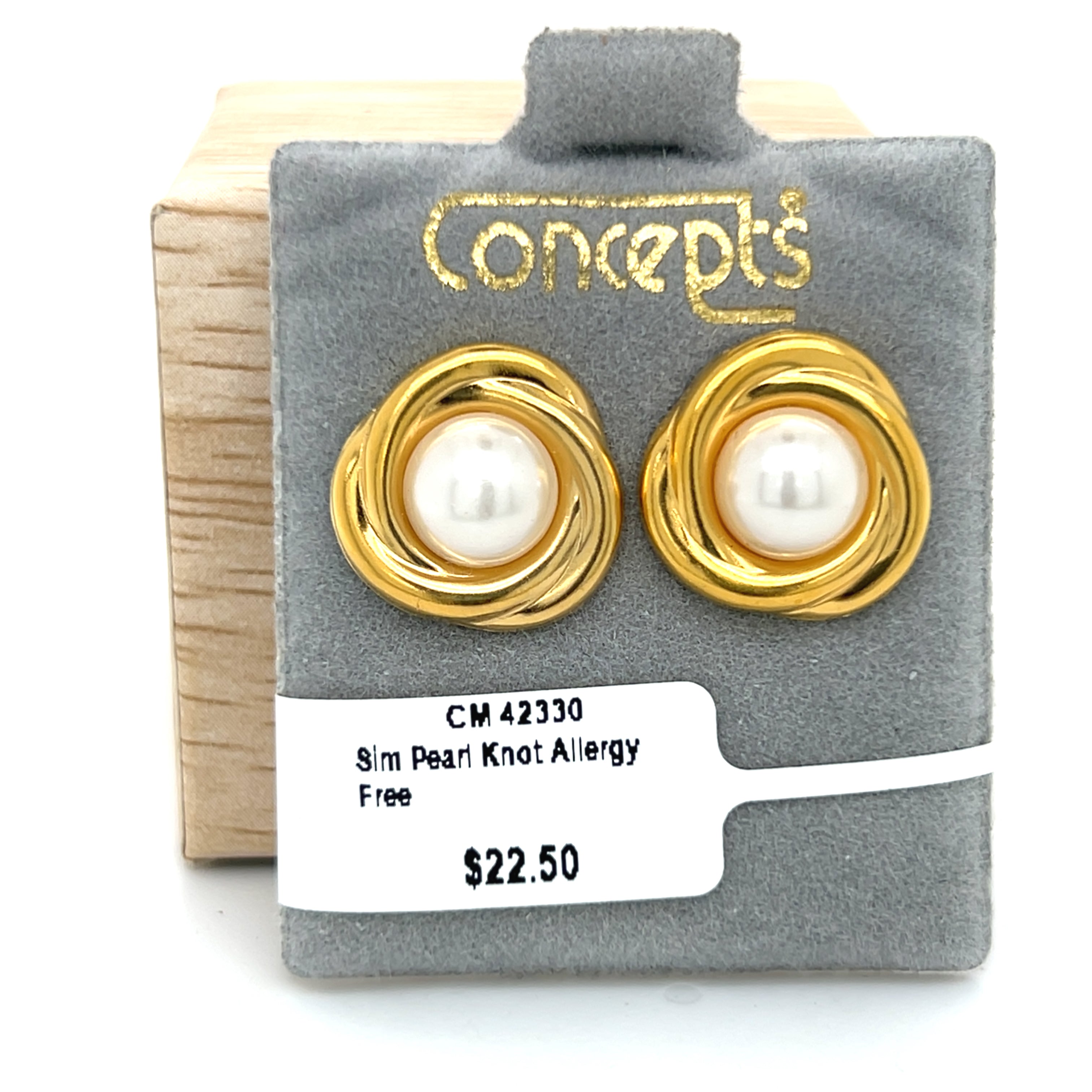 Simulated Pearl Knot Allergy Free Earrings