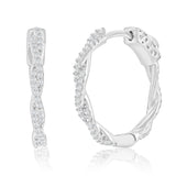 Silver 21mm Twisted CZ Hoop Earrings