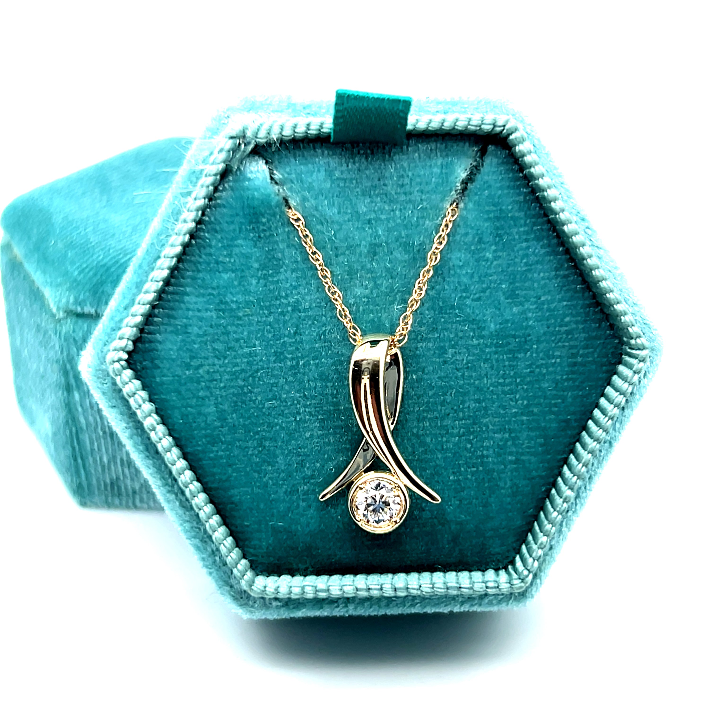 Yellow Gold Bezel-Set Diamond Slider Solitaire Pendant