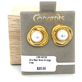 Simulated Pearl Knot Allergy Free Earrings