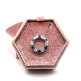 White Gold Sapphire and Diamond Circle Pendant