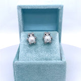 Silver Little Teddy Bear Pearl Earrings Little Girl Jewelry