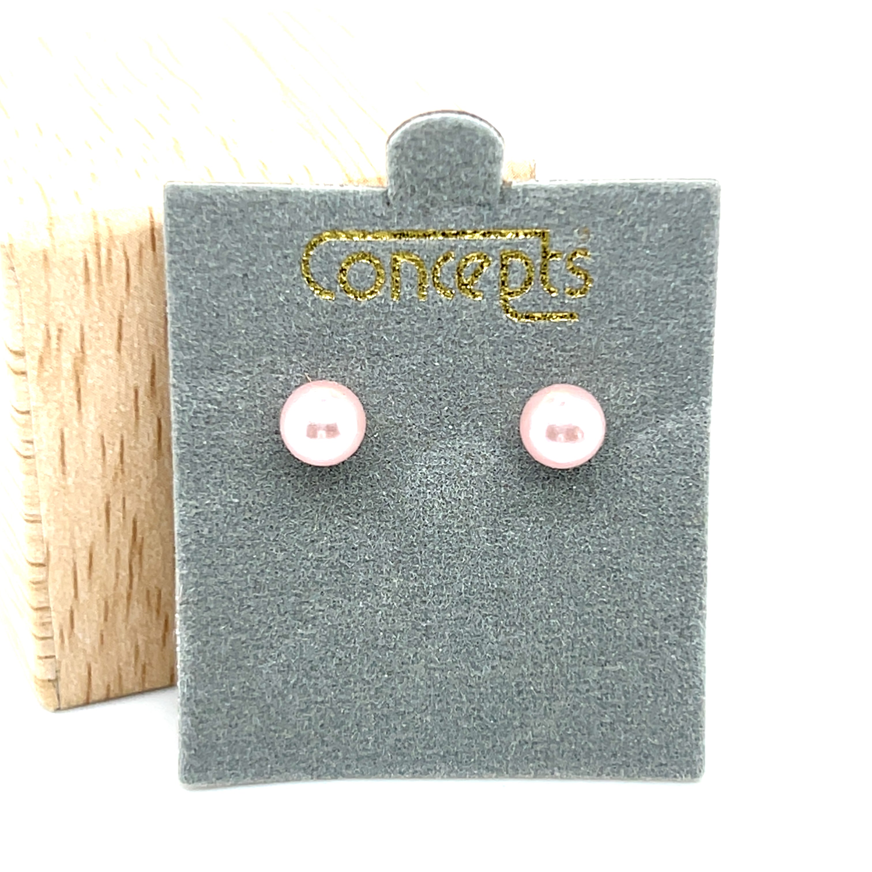 Concepts Silver-Tone Light Pink Simulated Pearl Allergy Free Earrings