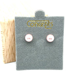 Concepts Silver-Tone Light Pink Simulated Pearl Allergy Free Earrings