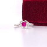Sterling Silver July Birthstone Ring with Open Heart Design, Little Girl Jewelry