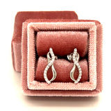 Silver Double Swirl Plain and Cubic Zirconia Earrings